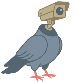 The Privacy Cookbook mark: a pigeon with a surveillance camera for a head